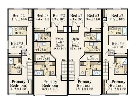 4 plex house plans|fourplex floor plans with garage.